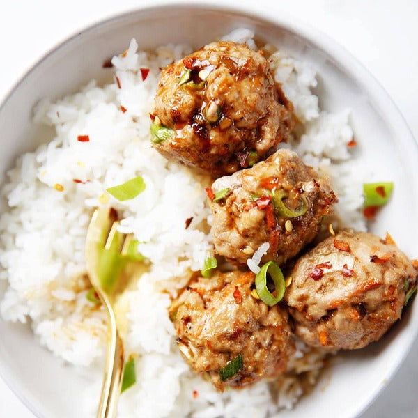 Sweet Chili Turkey Meatballs with Cauliflower Rice
